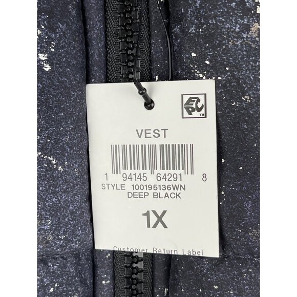 ID Ideology Womens Puffer Vest 1X Deep Black, purple with Speckle foil design - Picture 7 of 9